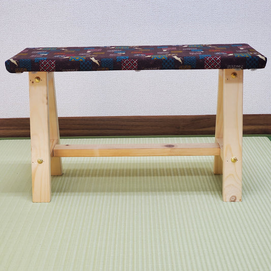 Cat Wagara Display Bench – Handmade Wood, Japanese Decor, Beeswax Finish