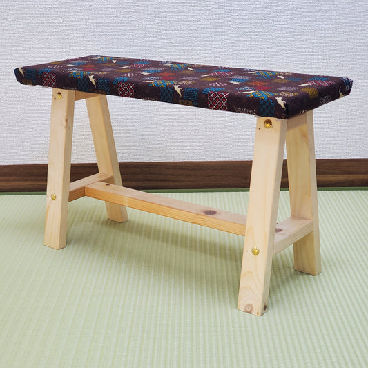Cat Wagara Display Bench – Handmade Wood, Japanese Decor, Beeswax Finish