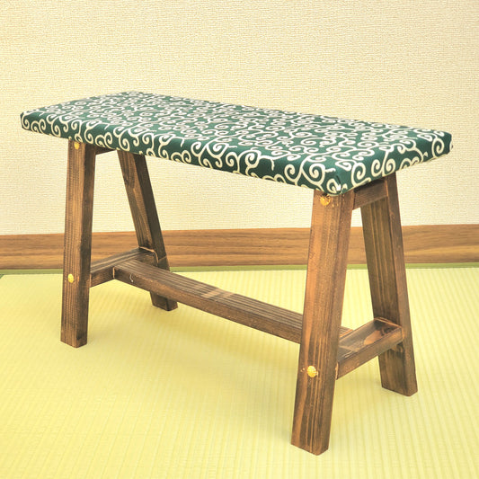 Karakusa Wagara Display Bench – Handmade Wood, Japanese Decor, Walnut Finish