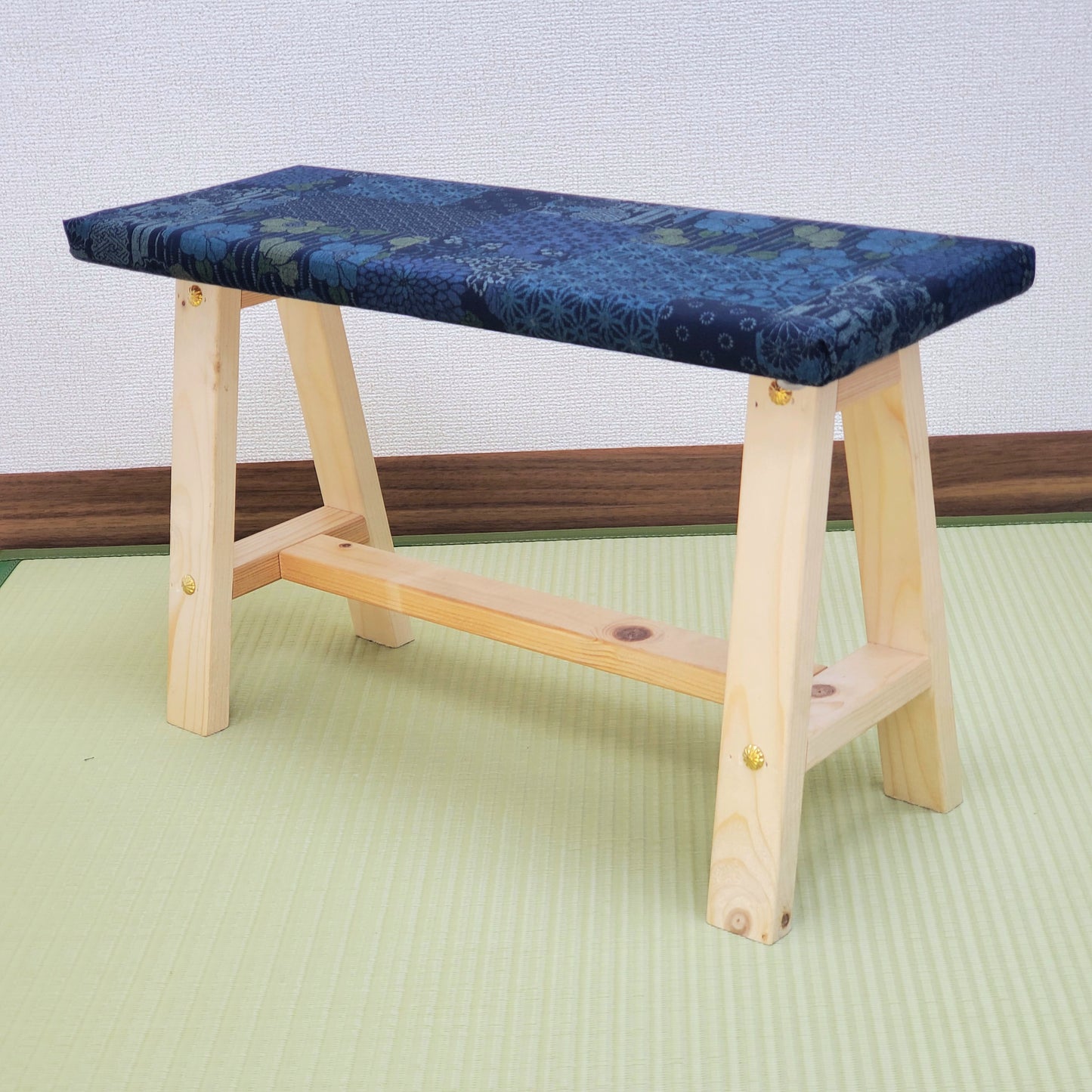 Indigo's Wagara Display Bench – Handmade Wood, Japanese Decor, Bees Wax Finish
