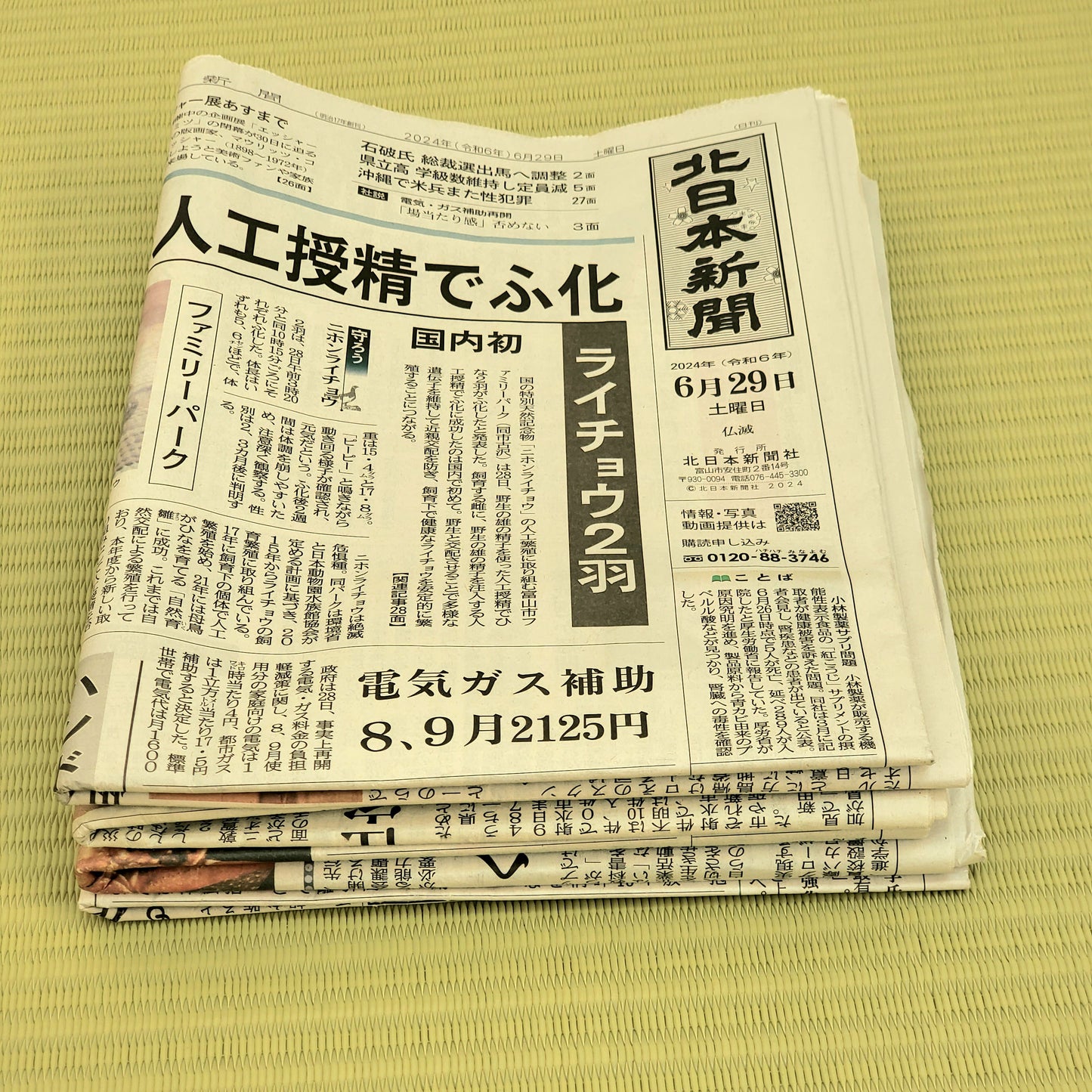 Japanese Newspaper Set 1.1lb (0.5kg) Kanji Hiragana Katakana Study and Wrapping