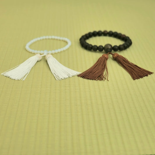 Set of 2 Japanese Buddhist Juzu Beads – Rosewood & G Opal – Handmade in Kyoto