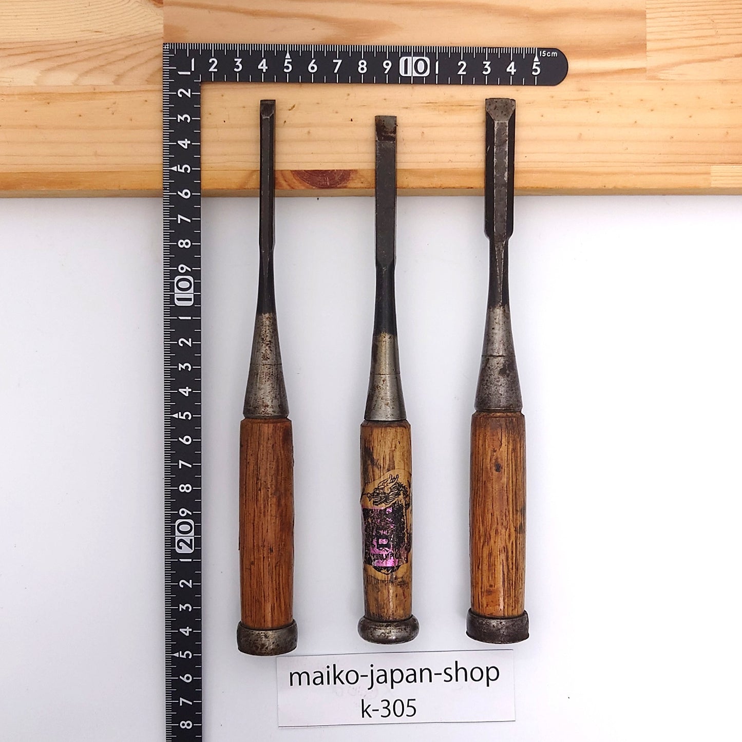 Vintage Damaged Japanese Wood Chisel Set Carpenter Tools Nomi From Japan k-305