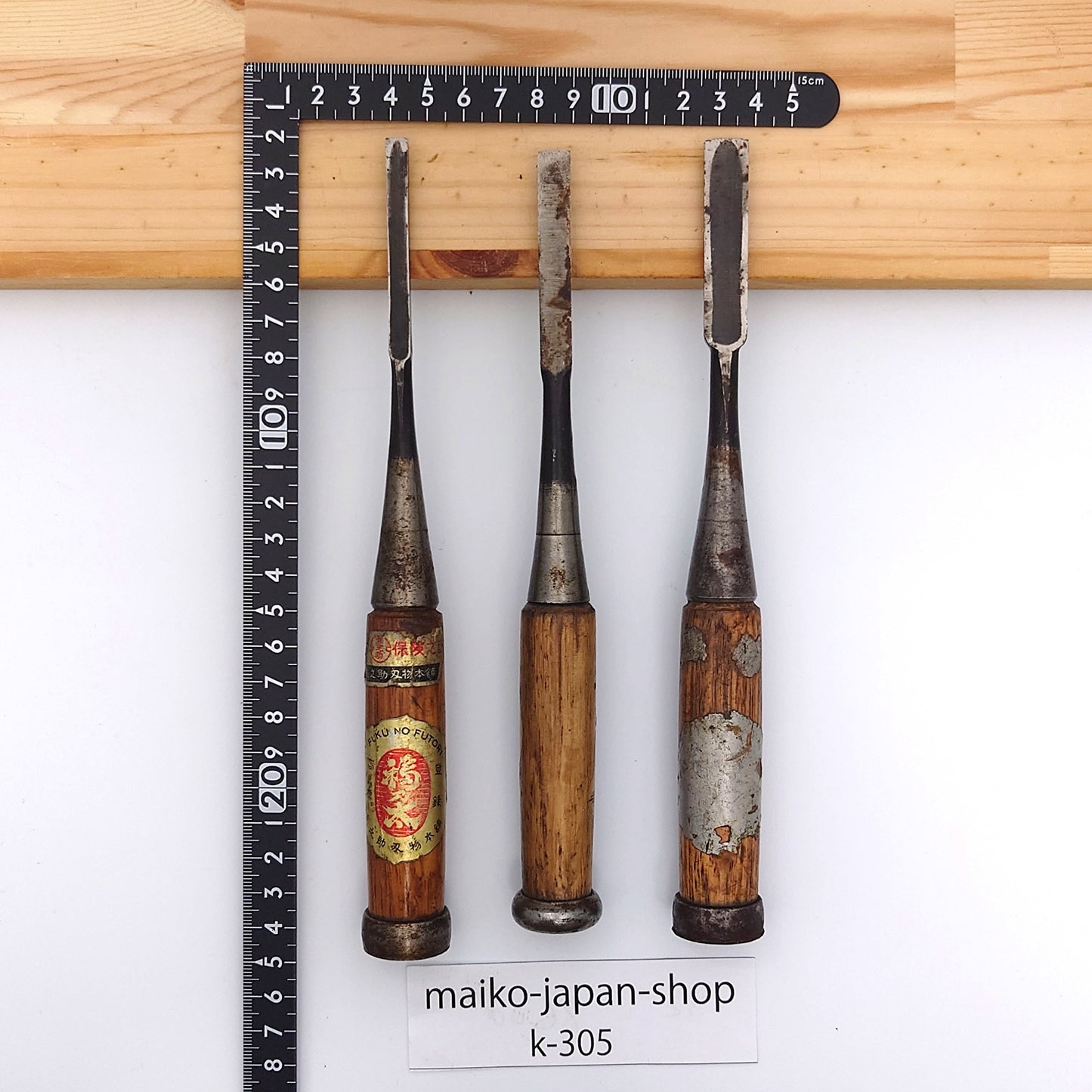 Vintage Damaged Japanese Wood Chisel Set Carpenter Tools Nomi From Japan k-305