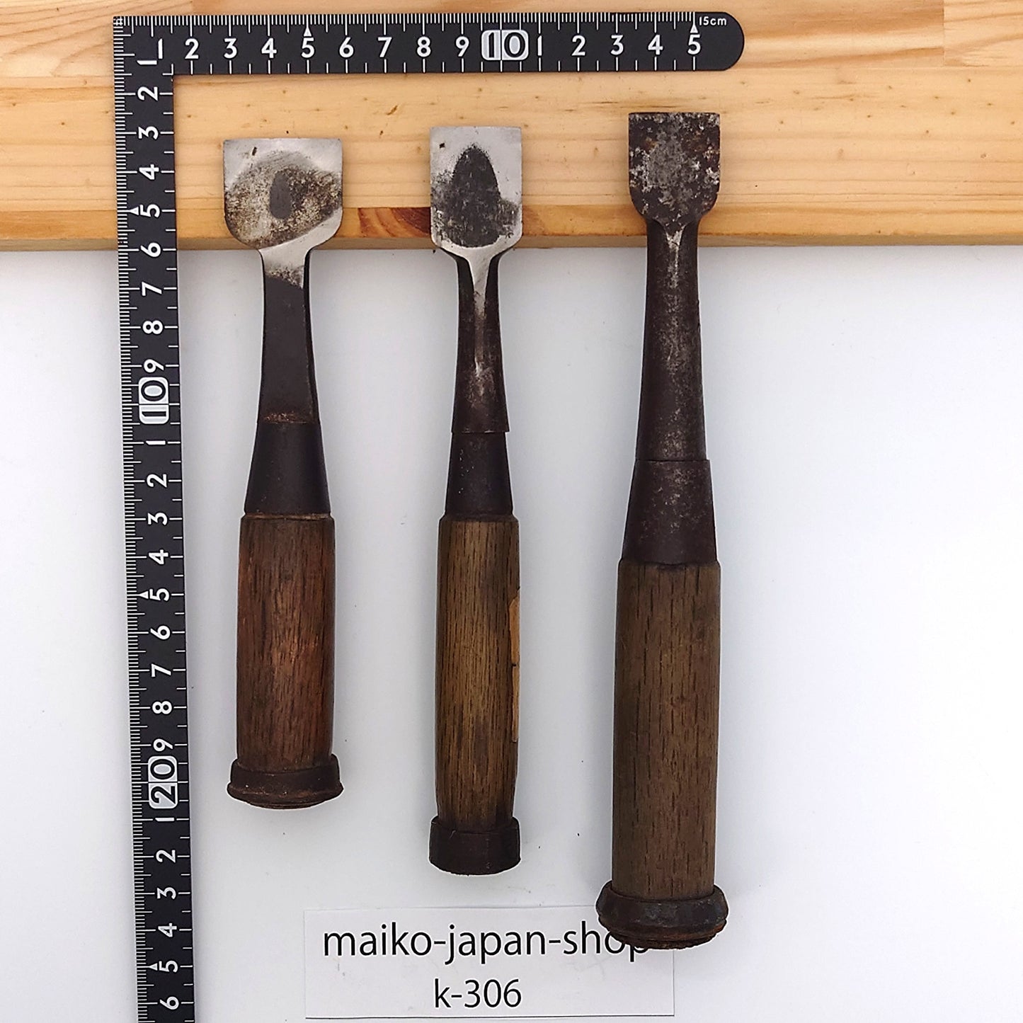 Vintage Damaged Japanese Wood Chisel Set Carpenter Tools Nomi From Japan k-306