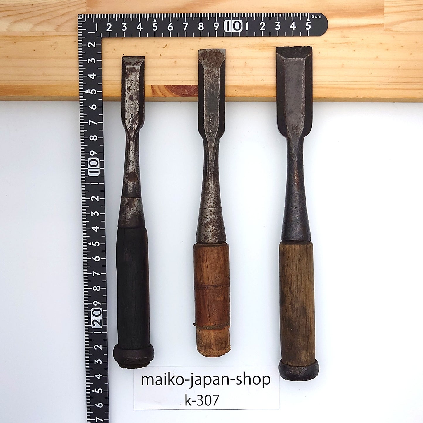 Vintage Damaged Japanese Wood Chisel Set Carpenter Tools Nomi From Japan k-307