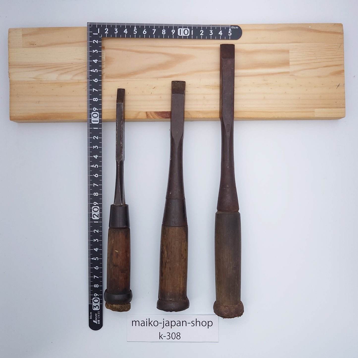 Vintage Damaged Japanese Wood Chisel Set Carpenter Tools Nomi From Japan k-308