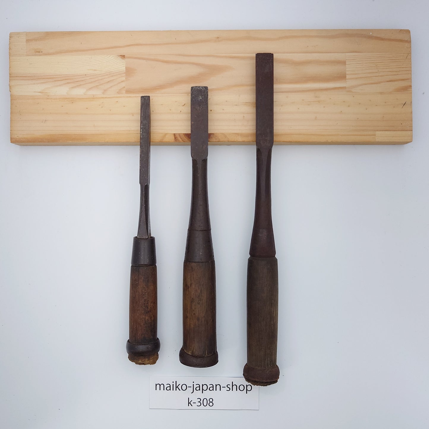 Vintage Damaged Japanese Wood Chisel Set Carpenter Tools Nomi From Japan k-308