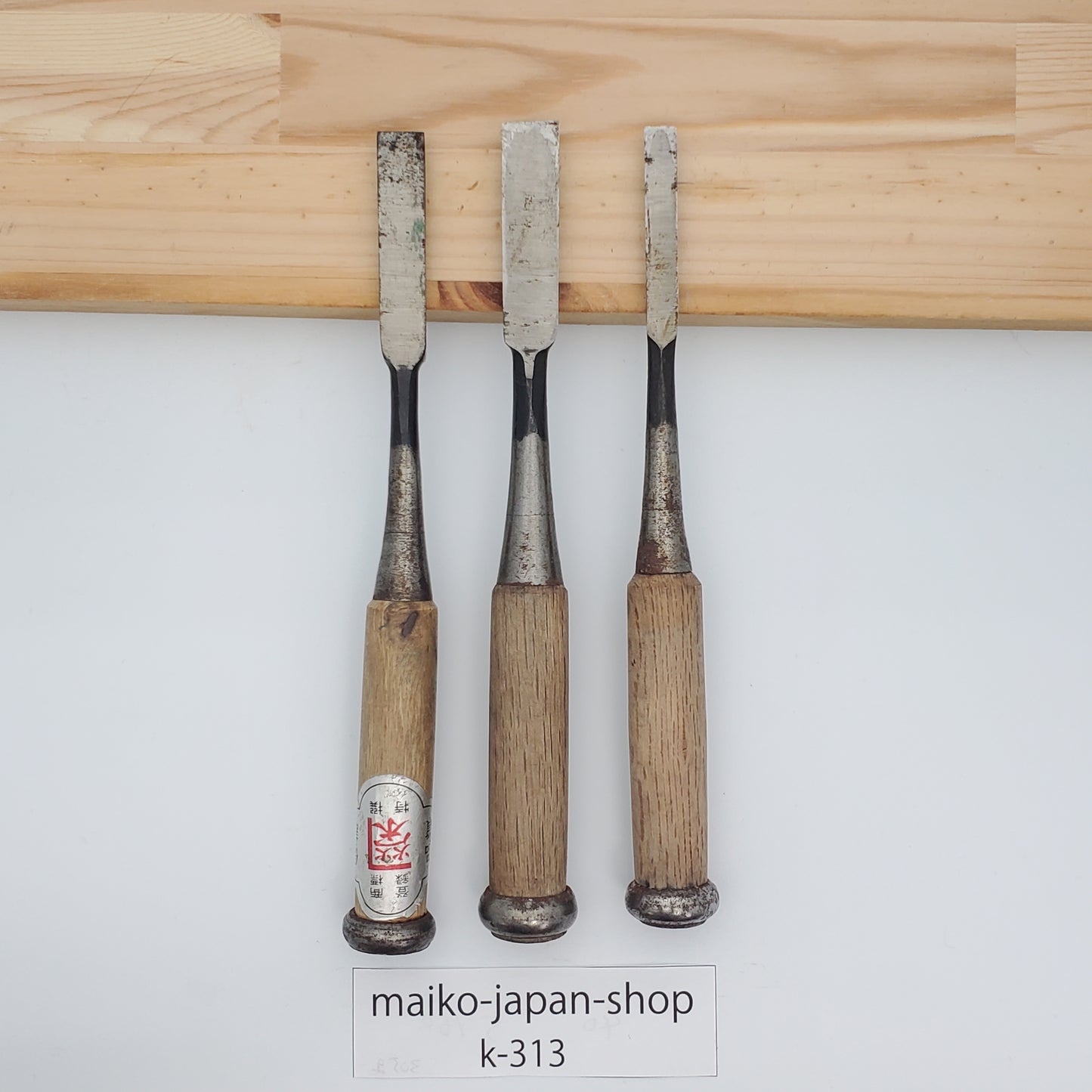 Vintage Damaged Japanese Wood Chisel Set Carpenter Tools Nomi From Japan k-313