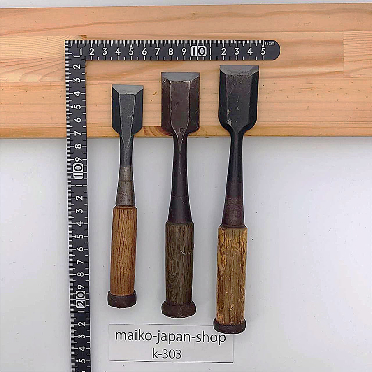Vintage Damaged Japanese Wood Chisel Set Carpenter Tools Nomi From Japan k-303