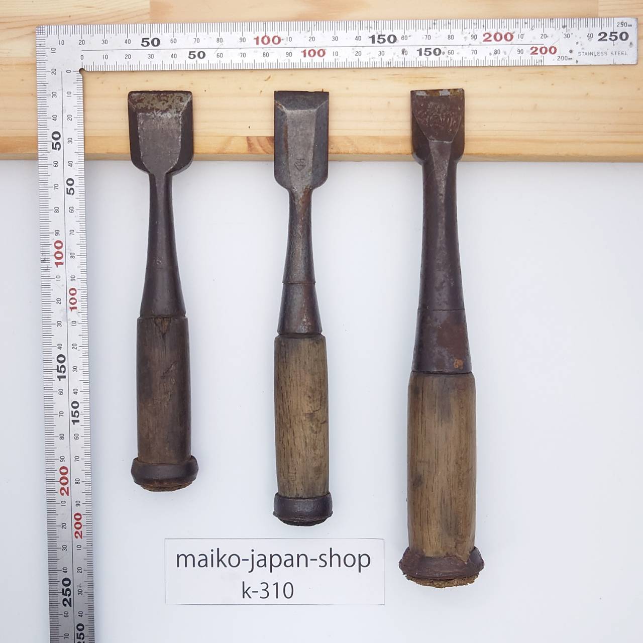 Vintage Damaged Japanese Wood Chisel Set Carpenter Tools Nomi From Japan k-310
