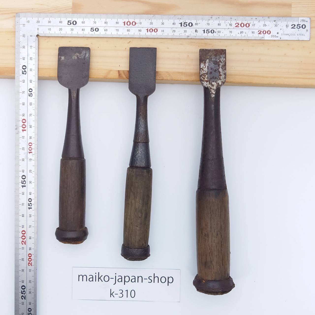 Vintage Damaged Japanese Wood Chisel Set Carpenter Tools Nomi From Japan k-310