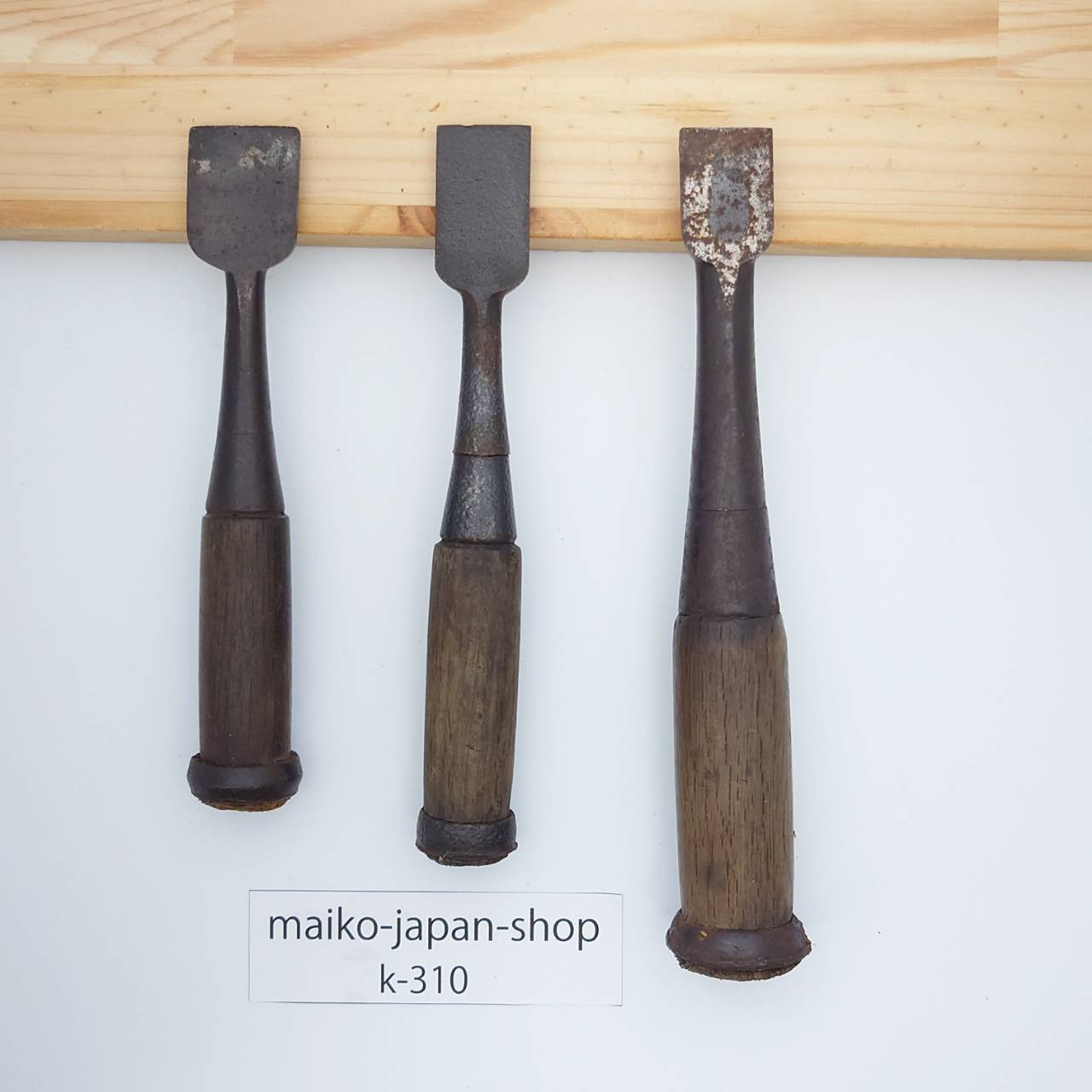 Vintage Damaged Japanese Wood Chisel Set Carpenter Tools Nomi From Japan k-310