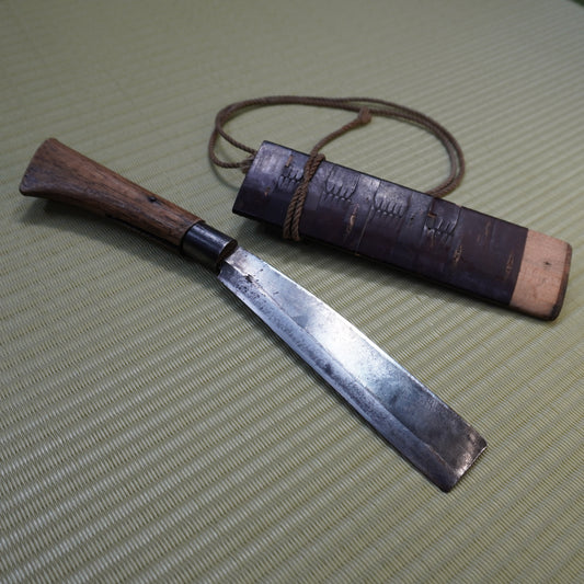 Sale! Vintage Japanese Nata Machete 170mm Single Bevel Blade with Sheath F-287