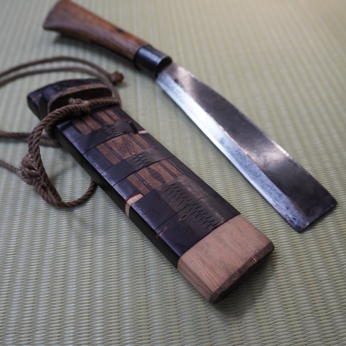 Sale! Vintage Japanese Nata Machete 170mm Single Bevel Blade with Sheath F-287