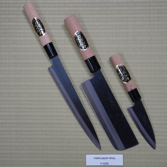 3pc Japanese Tetsuhiro Knife Set Lightweight Beautiful Vintage Sushi F-295