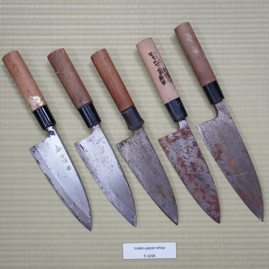 5pc Japanese Sakai Deba Knife Lot Famous Brands Vintage Sushi F-296