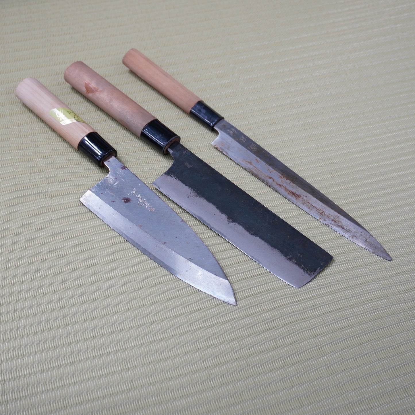 3pc Japanese Vintage Knife Set Yanagiba Nakiri Deba Sashimi Sushi F-303