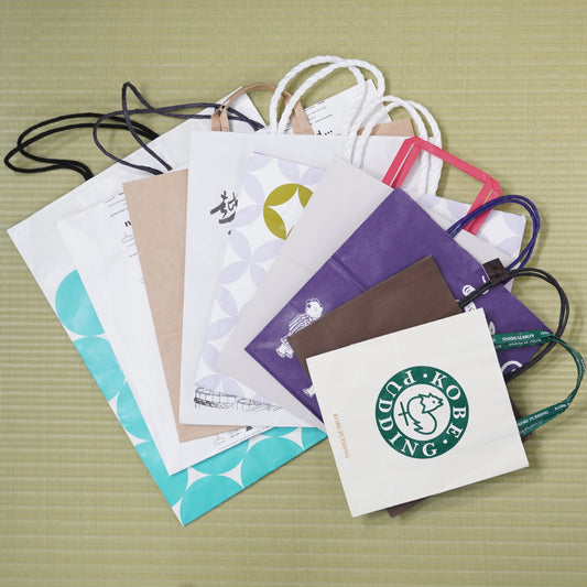 9 Japanese Paper Shopping Bags Set with Kanji Hiragana Souvenir Collection P-127