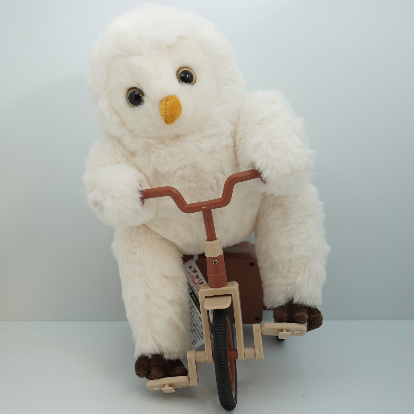 Japanese Owl Plush Toy on Bicycle Moves with Batteries "Charifukuro" Japan P-126