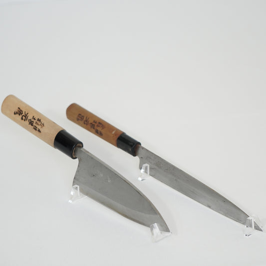 Sakai Motogame Japanese Used Deba & Yanagiba Knife Set Vintage Sushi F-363