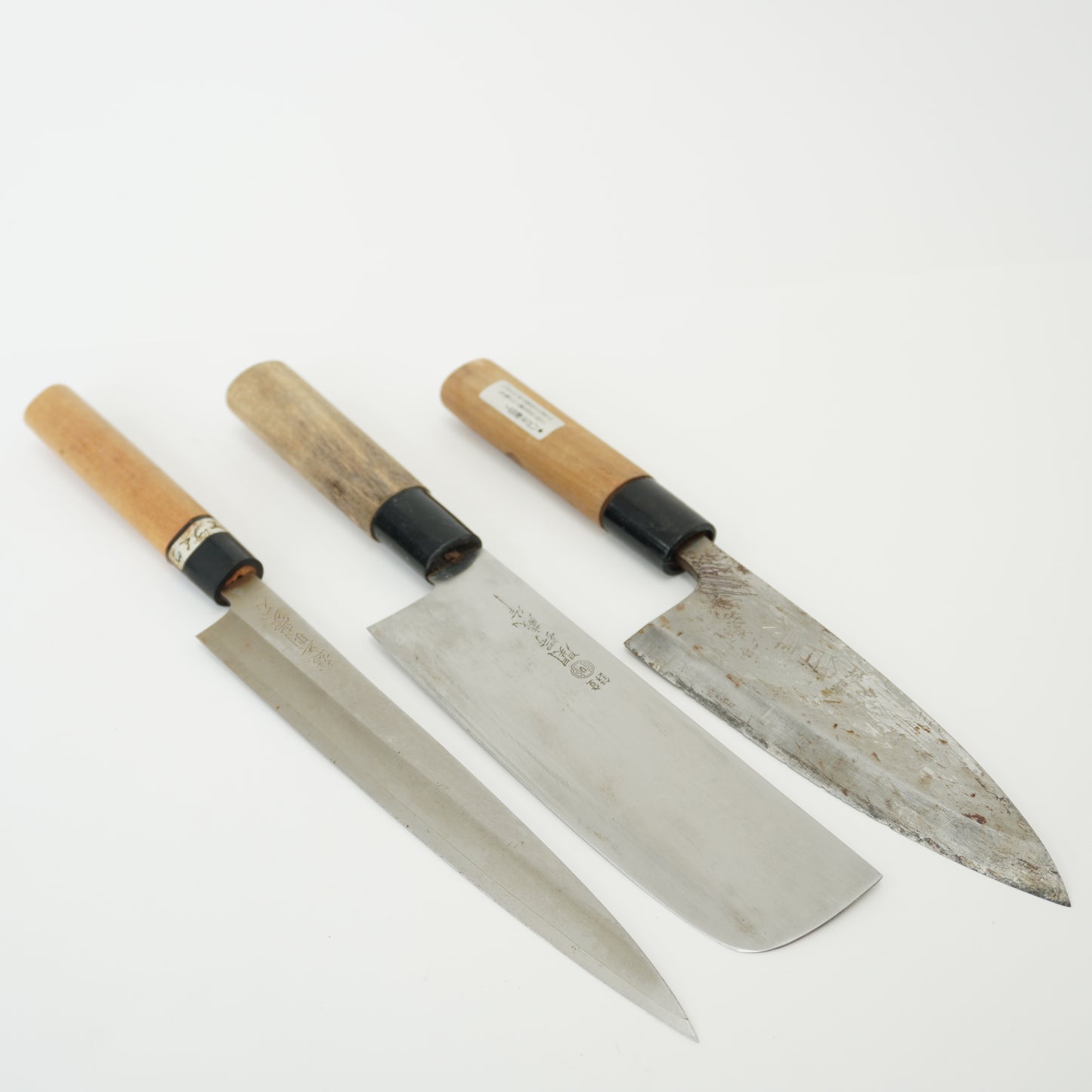 Japanese Used Kitchen Knife 3-Piece Set High Quality Vintage Sushi F-365