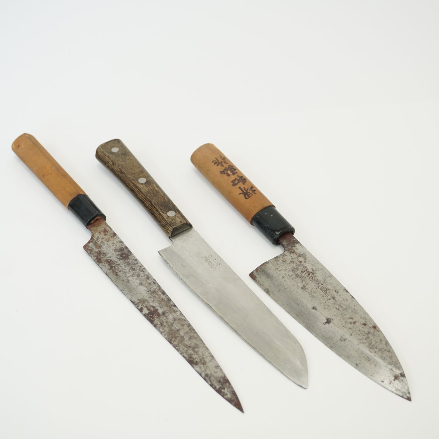 Japanese Used Kitchen Knife 3-Piece Set High Quality Vintage Sushi F-366
