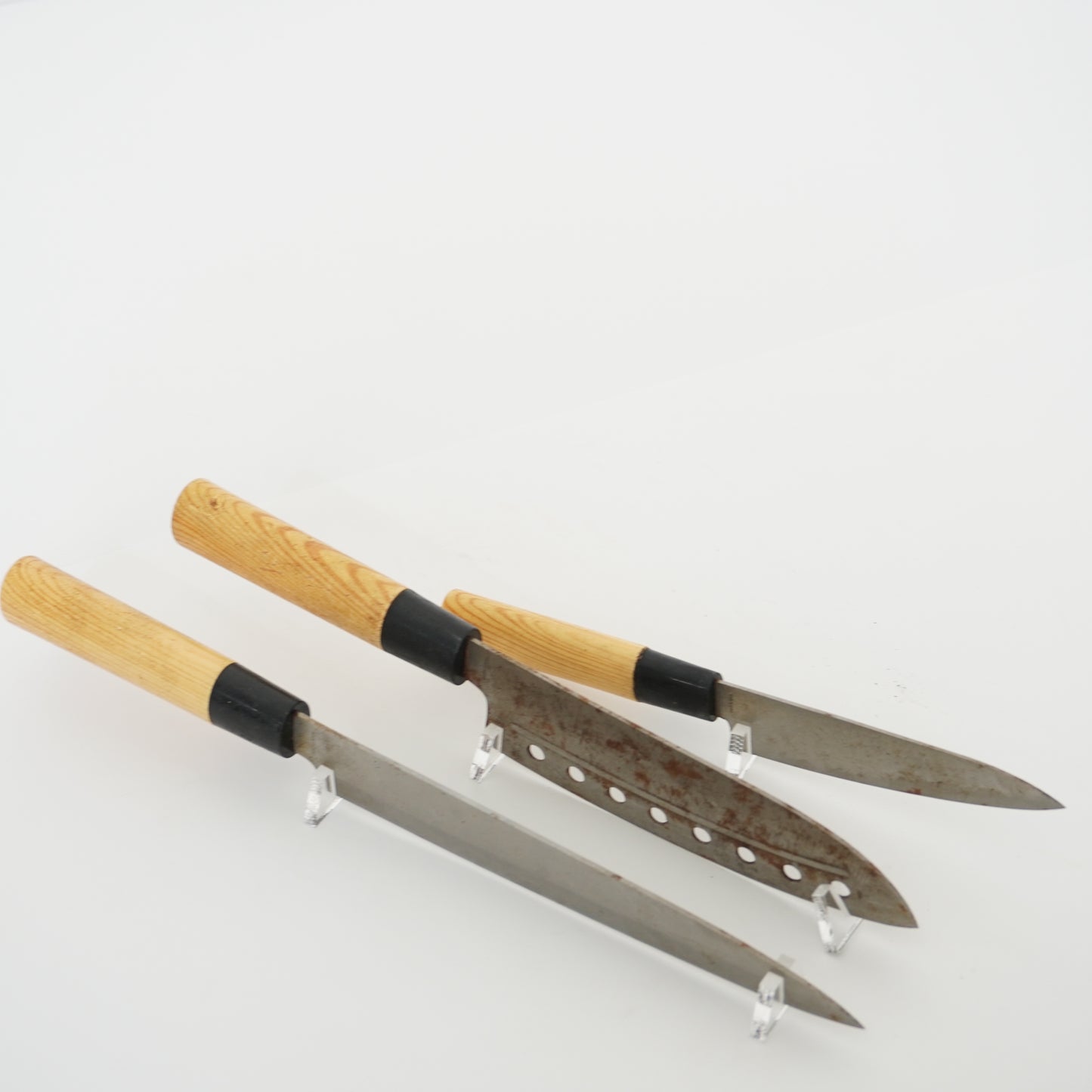 Rare Used Junk Chinese Kitchen Knife Combo Yanagiba Deba Mix F-373