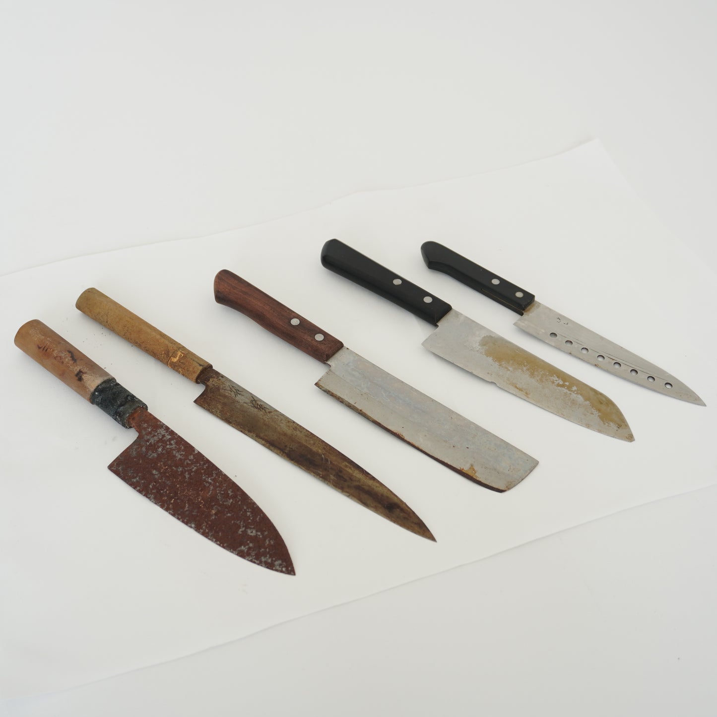 Japanese Junk Used Kitchen Knife 5pc Set Vintage Sashimi Sushi F-390