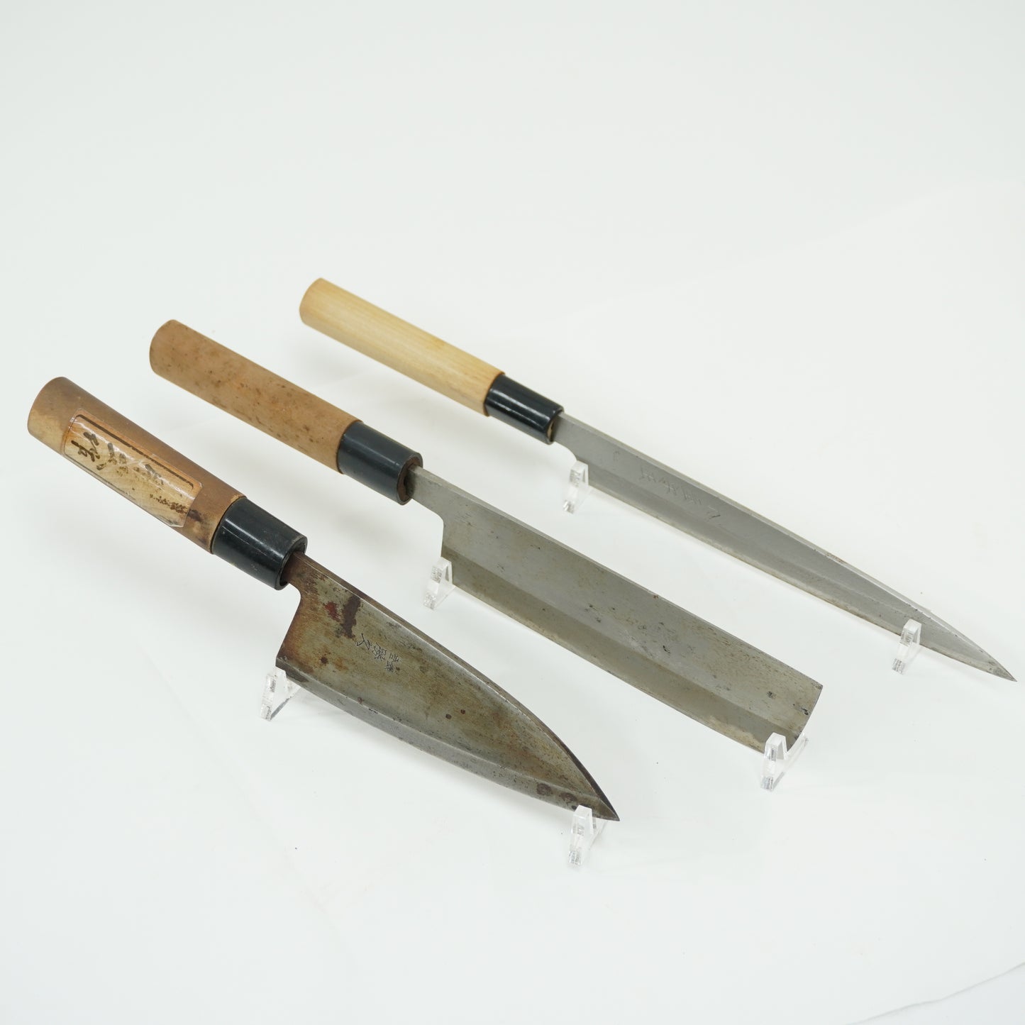 Japanese Used Vintage Knife Lot 3 Set Sushi Sasimi F-398