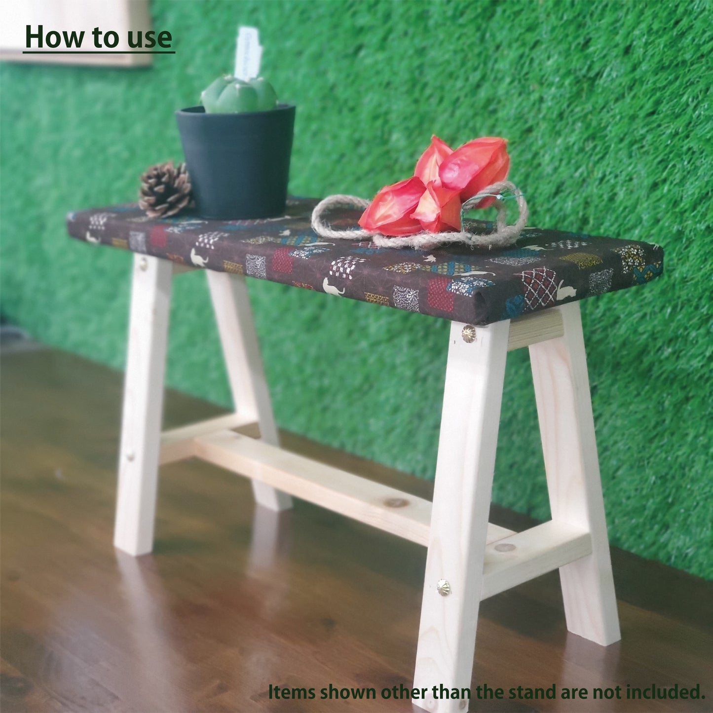Cat Wagara Display Bench – Handmade Wood, Japanese Decor, Beeswax Finish
