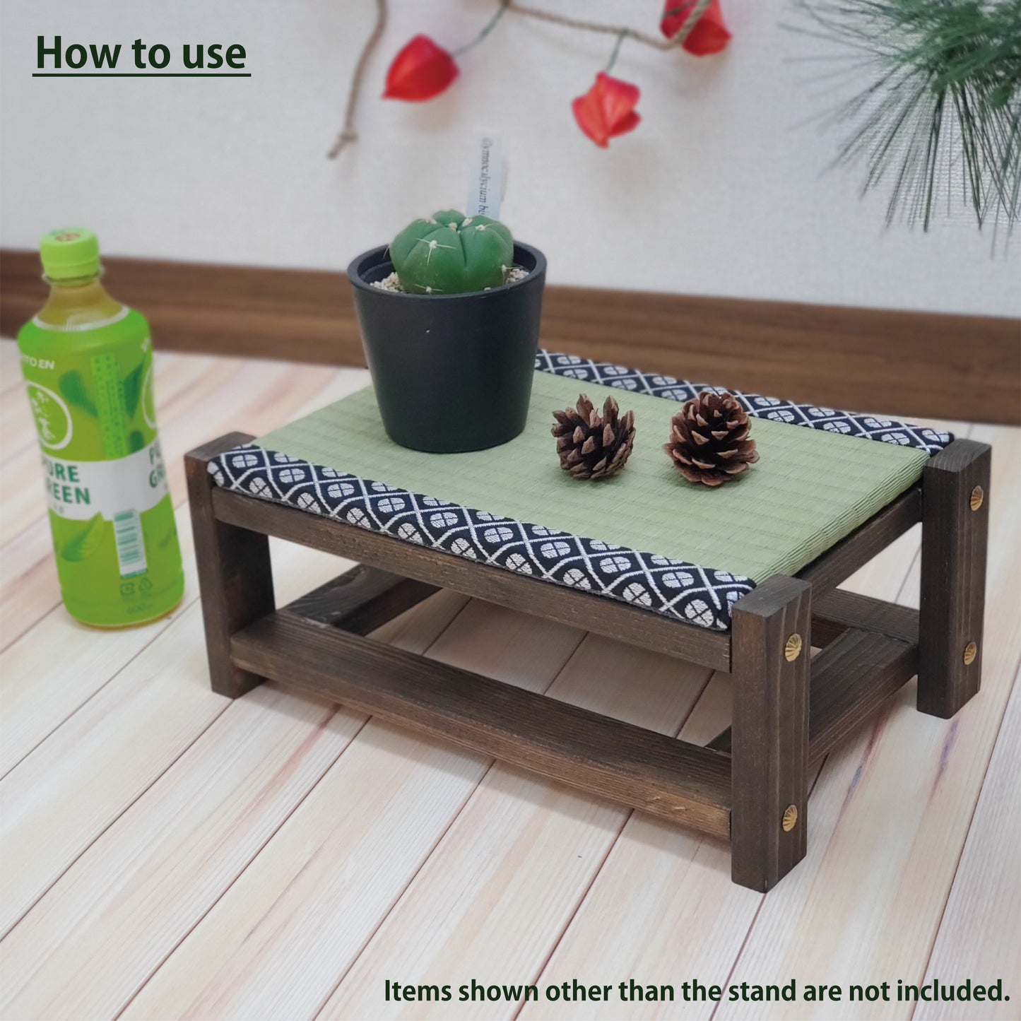 Tatami Display Stand Walnut Finish Japanese Blue Edge Collection Nendoroid