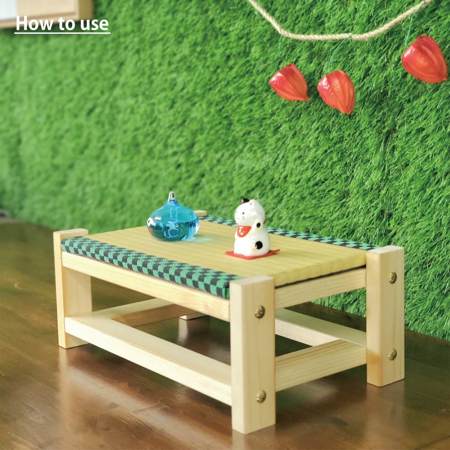 Tatami Display Stand Beeswax Finish Japanese Ichimatsu Edge Collection Nendoroid