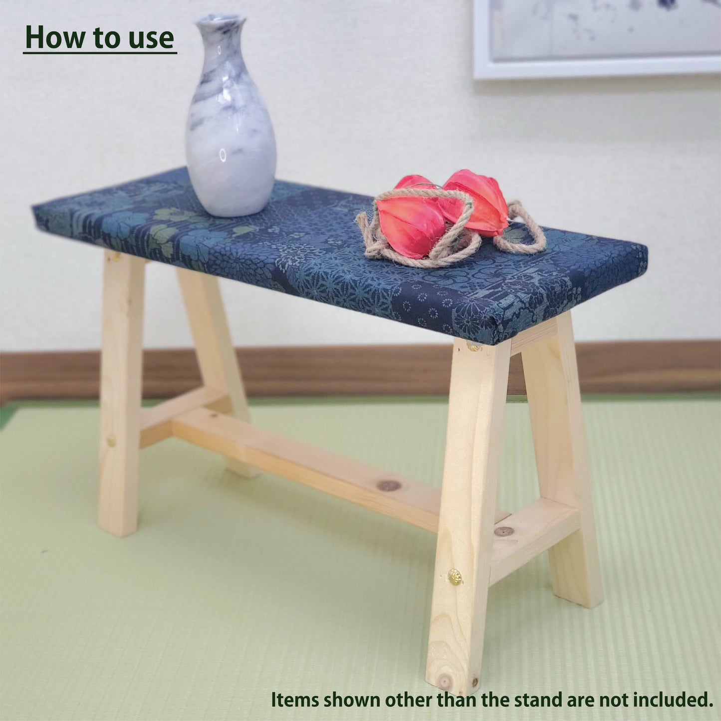 Indigo's Wagara Display Bench – Handmade Wood, Japanese Decor, Bees Wax Finish