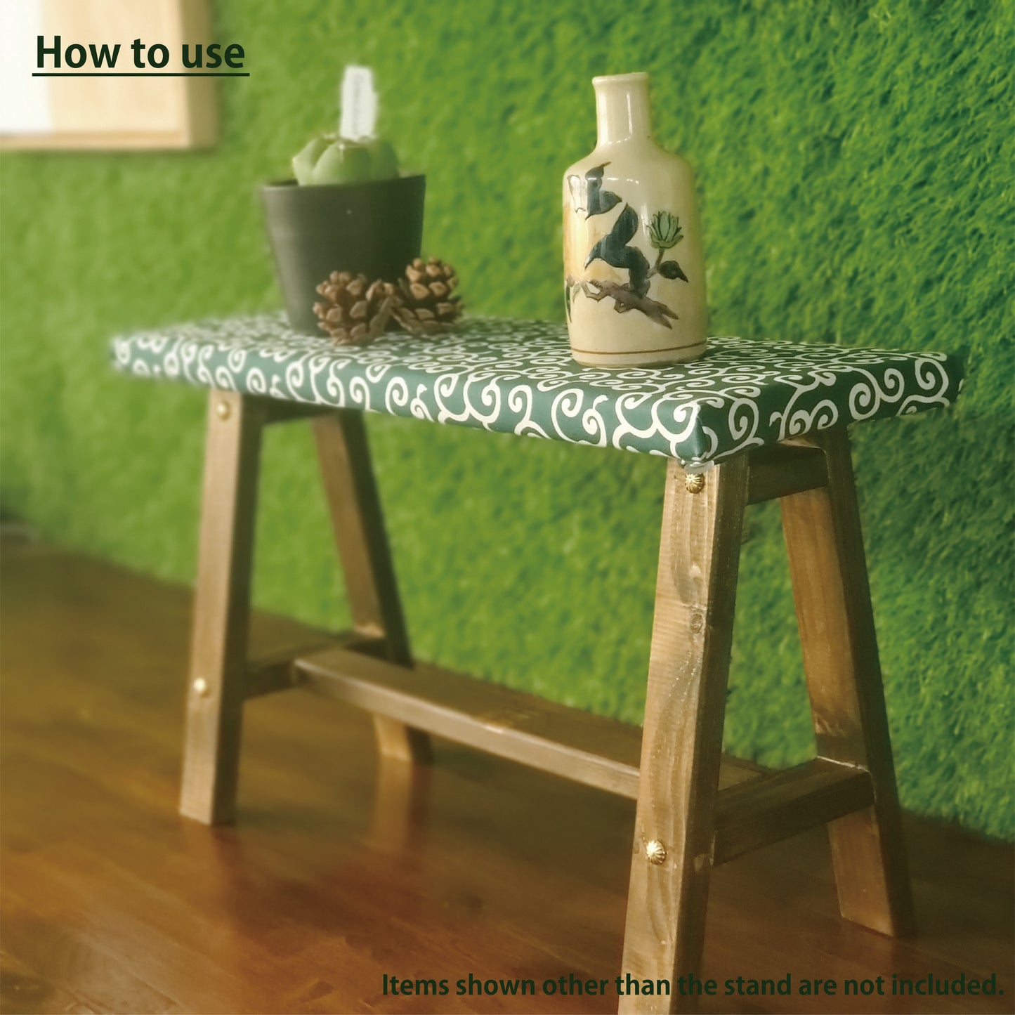 Karakusa Wagara Display Bench – Handmade Wood, Japanese Decor, Walnut Finish