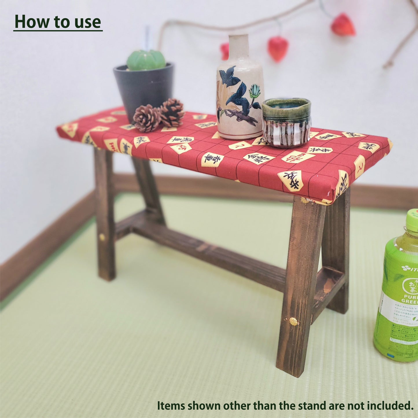 Shogi Wagara Display Bench – Handmade Wood, Japanese Decor, Walnut Finish