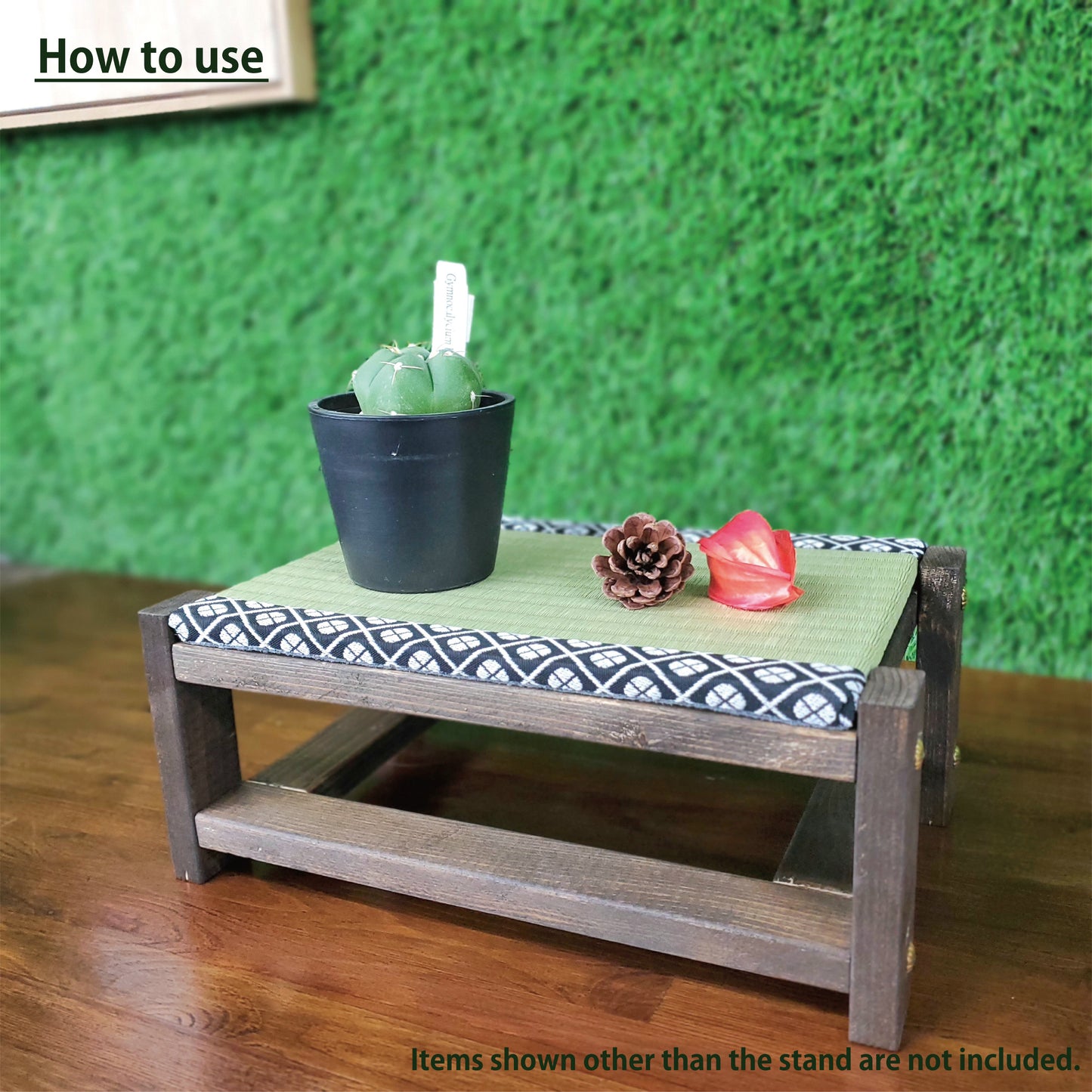 Tatami Display Stand Walnut Finish Japanese Blue Edge Collection Nendoroid