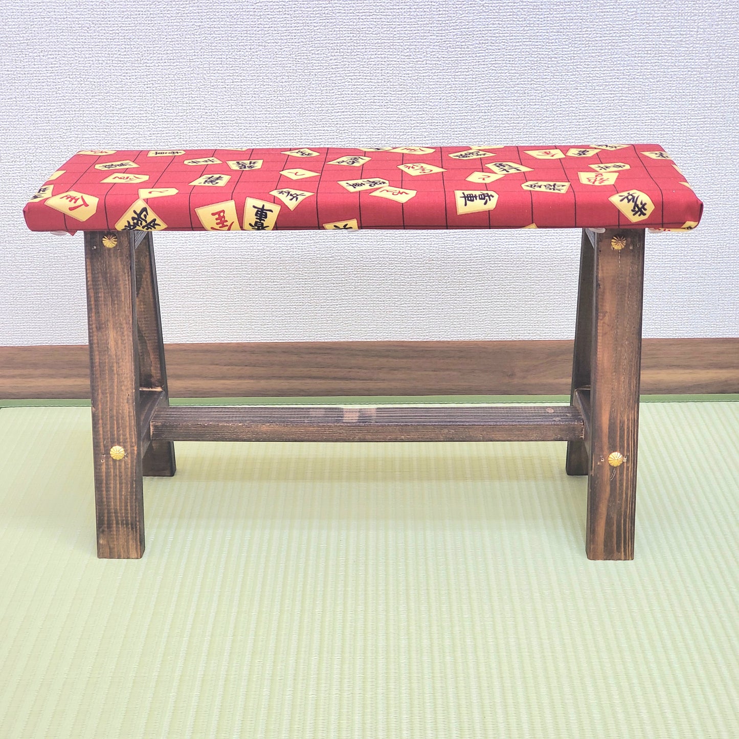 Shogi Wagara Display Bench – Handmade Wood, Japanese Decor, Walnut Finish