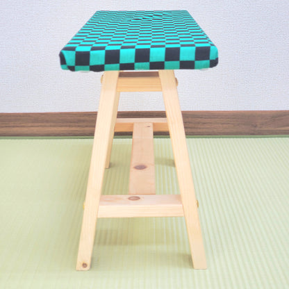 Ichimatsu Wagara Display Bench – Handmade Wood, Japanese Decor, Beeswax Finish