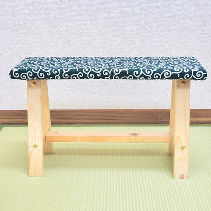 Karakusa Wagara Display Bench – Handmade Wood, Japanese Decor, Beeswax Finish