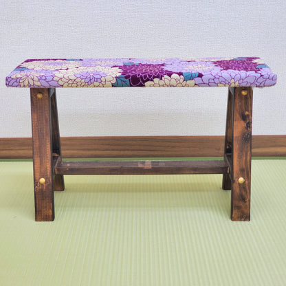 Flower Wagara Display Bench – Handmade Wood, Japanese Decor, Walnut Finish