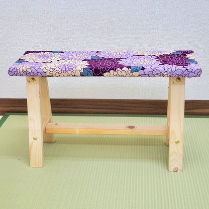 Flower Wagara Display Bench – Handmade Wood, Japanese Decor, Beeswax Finish