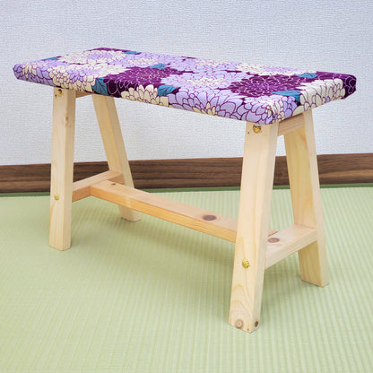 Flower Wagara Display Bench – Handmade Wood, Japanese Decor, Beeswax Finish
