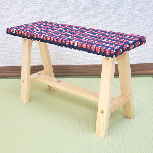 Kokeshi Wagara Display Bench – Handmade Wood, Japanese Decor, Beeswax Finish