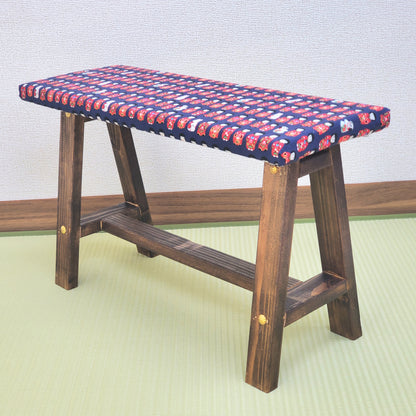 Kokeshi Wagara Display Bench – Handmade Wood, Japanese Decor, Walnut Finish