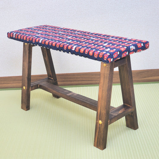Kokeshi Wagara Display Bench – Handmade Wood, Japanese Decor, Walnut Finish