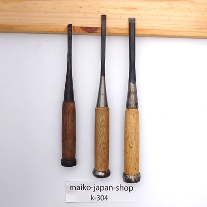 Vintage Damaged Japanese Wood Chisel Set Carpenter Tools Nomi From Japan k-304