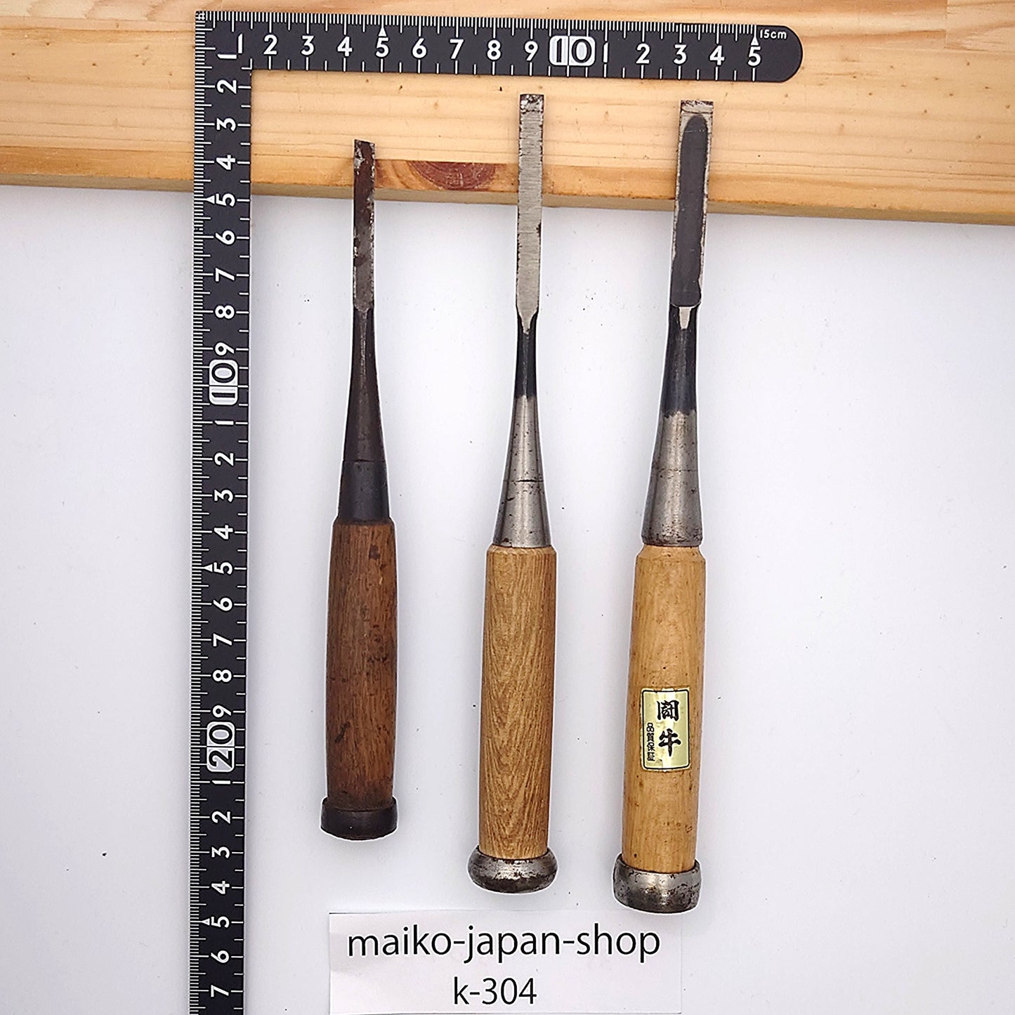Vintage Damaged Japanese Wood Chisel Set Carpenter Tools Nomi From Japan k-304