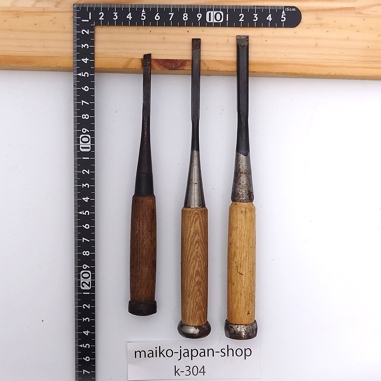 Vintage Damaged Japanese Wood Chisel Set Carpenter Tools Nomi From Japan k-304