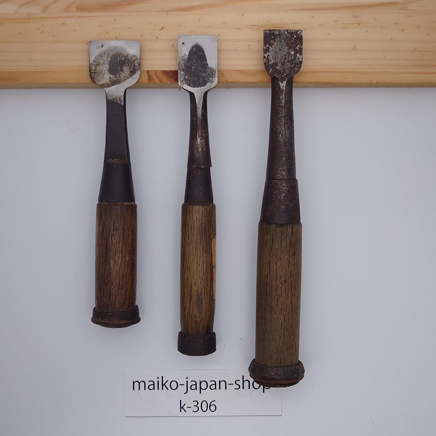 Vintage Damaged Japanese Wood Chisel Set Carpenter Tools Nomi From Japan k-306